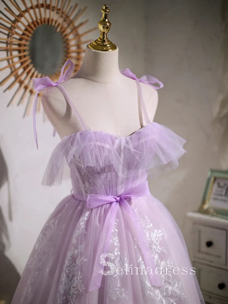 A-line Spaghetti Straps Lilac Cute Short Homecoming Dress Summer Outfits THL008