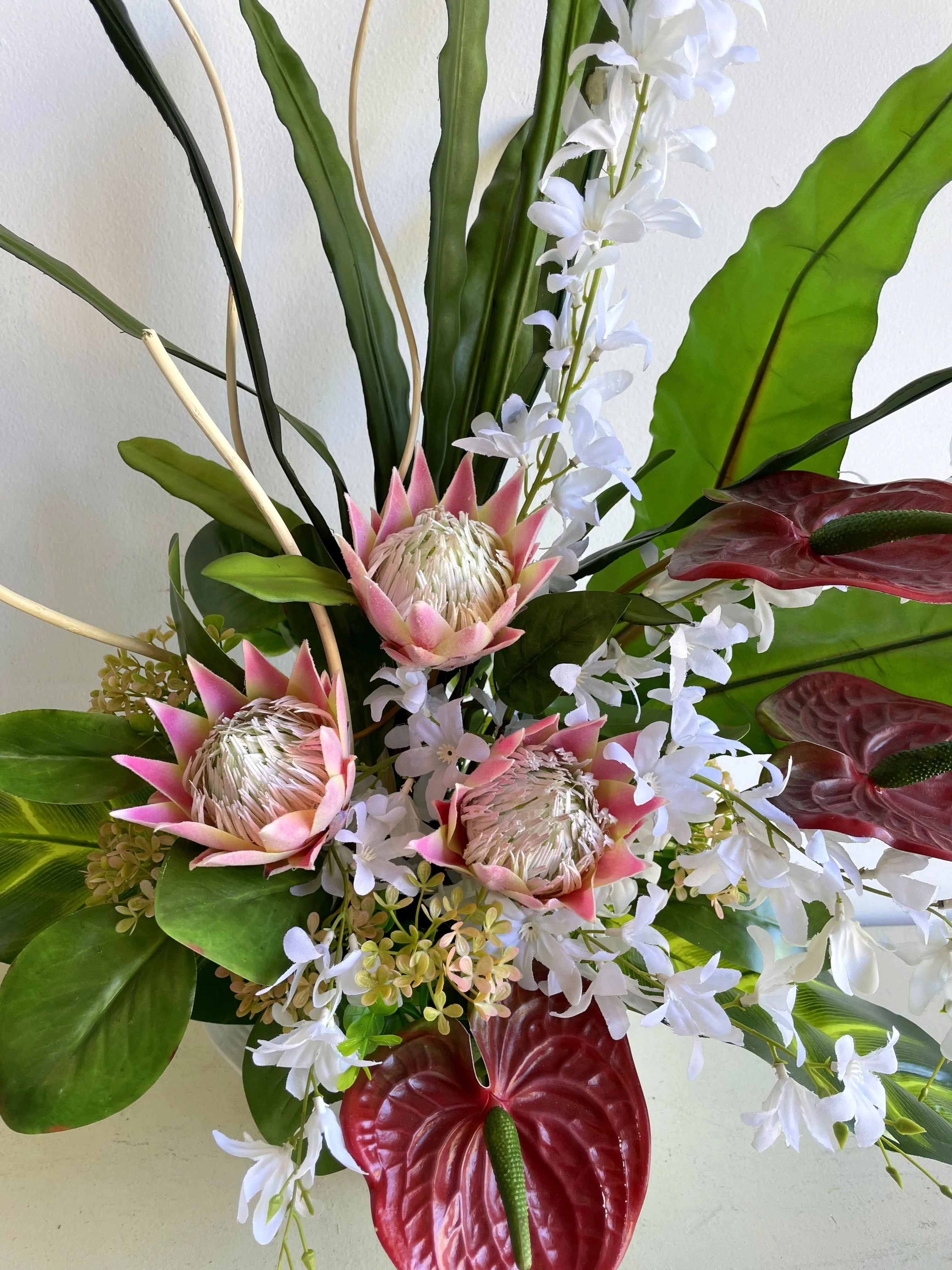 FA1072GS - Protea Sugarbushes & Anthuriums Floral Arrangement 80cm Tall