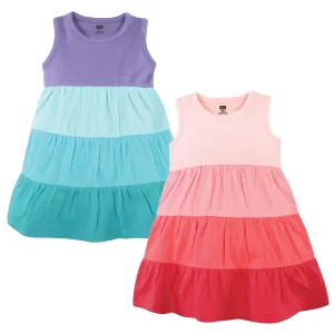 Hudson Baby Cotton Dresses, Ombre Coral Teal