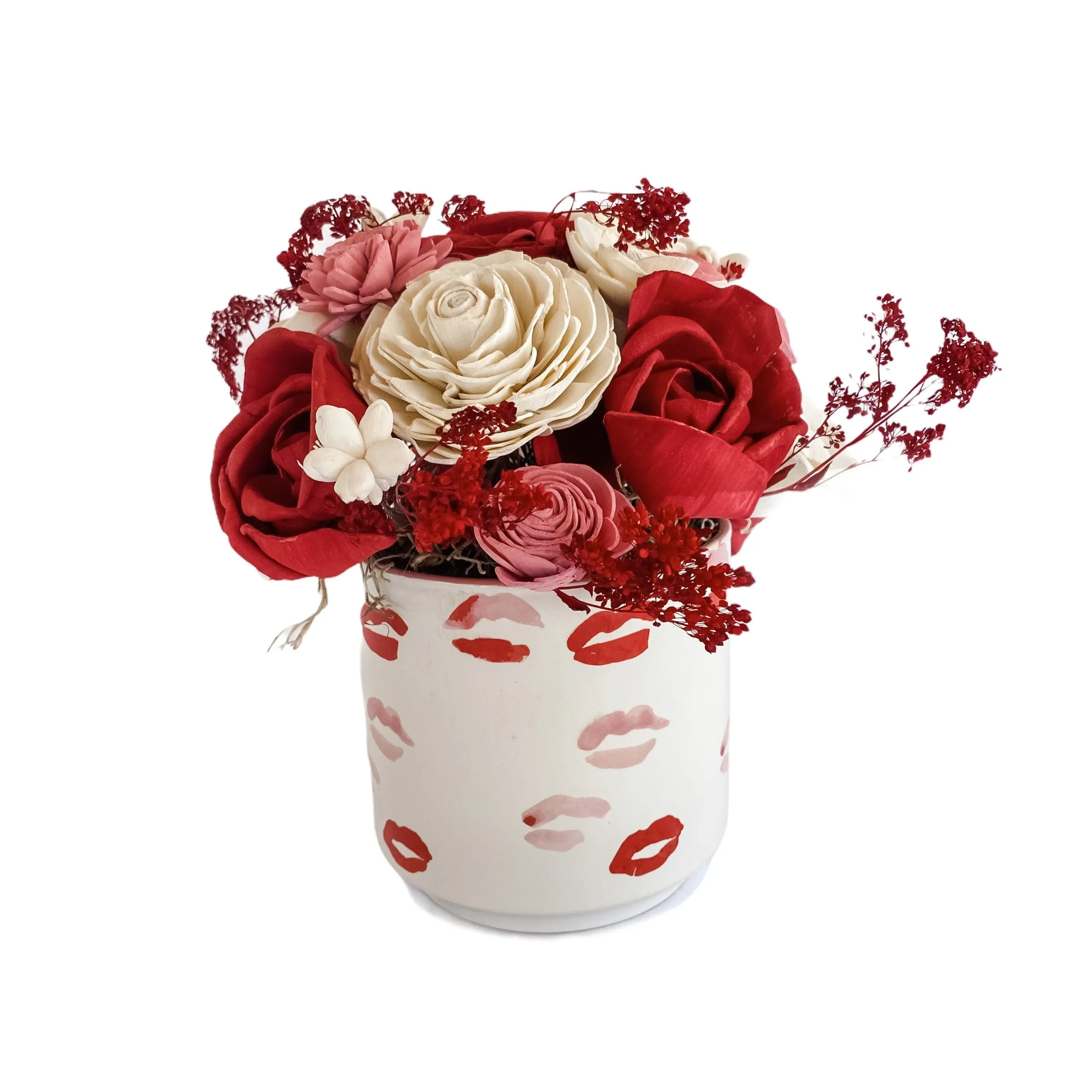 Kisses! Small Red and Pink Sola Flower Arrangement