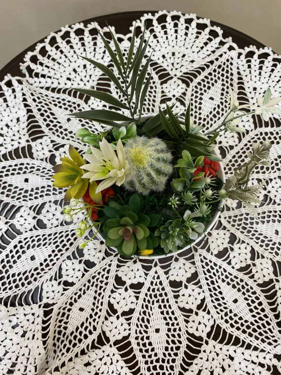 Massa Flowers Artificial Cacuts With Withe Vase