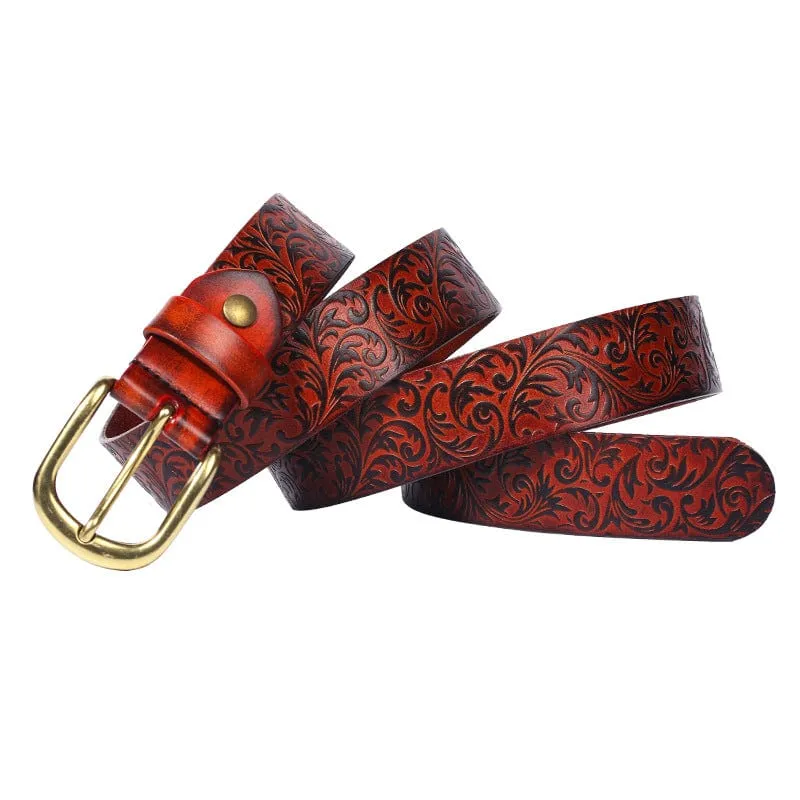 Men's Gothic Floral Embossed Belt