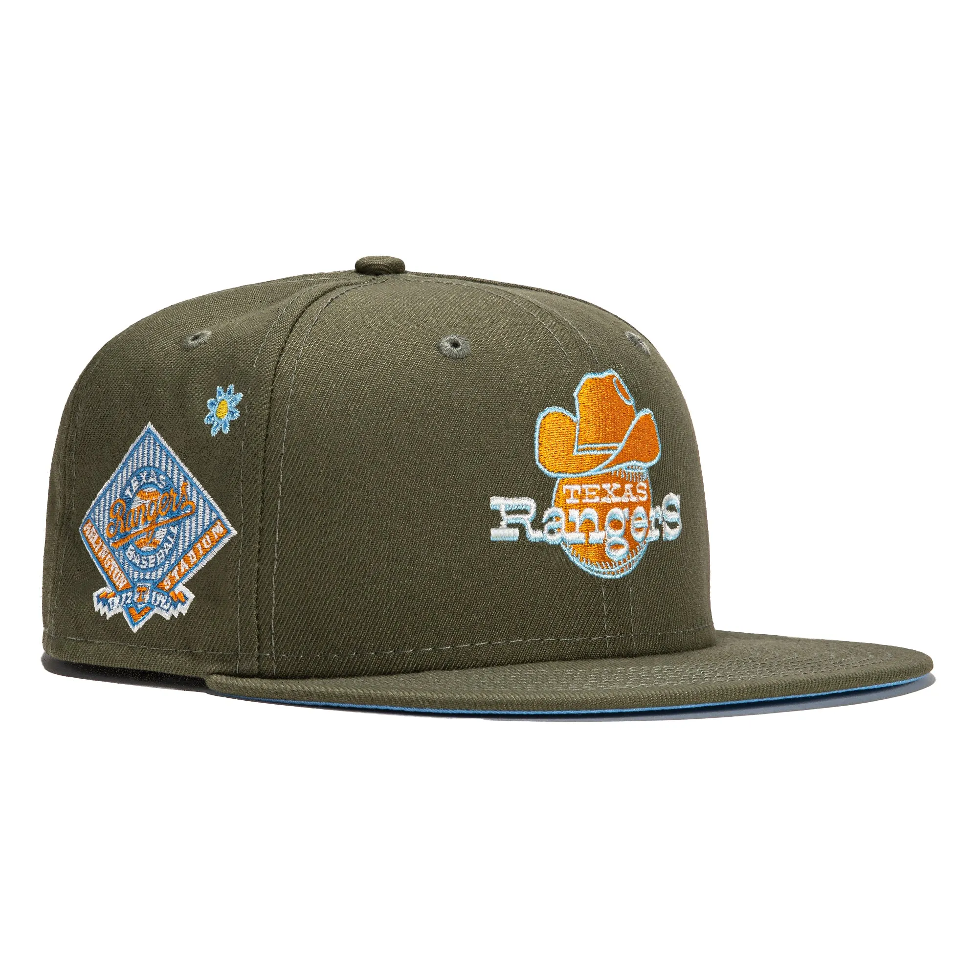 New Era 59Fifty Super Bloom Texas Rangers Stadium Patch 1972 Hat - Olive