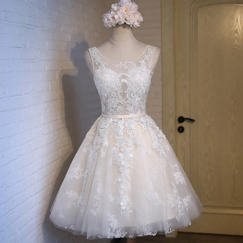 Pink Lace Flower Homecoming Dress
